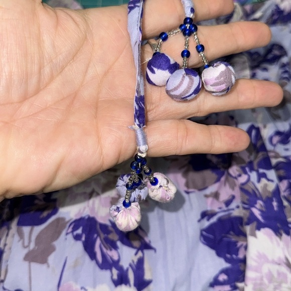 Mix Nouvuea Purple Floral Cotton Blend Drawstring Maxi Skirt Spring Time Size S - Picture 10 of 10